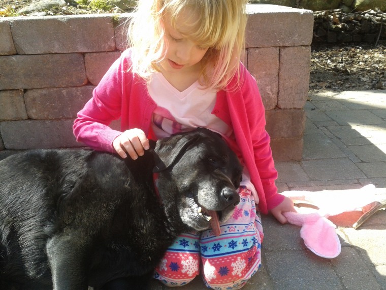 Willow Phelps with a senior rescue dog named Randi