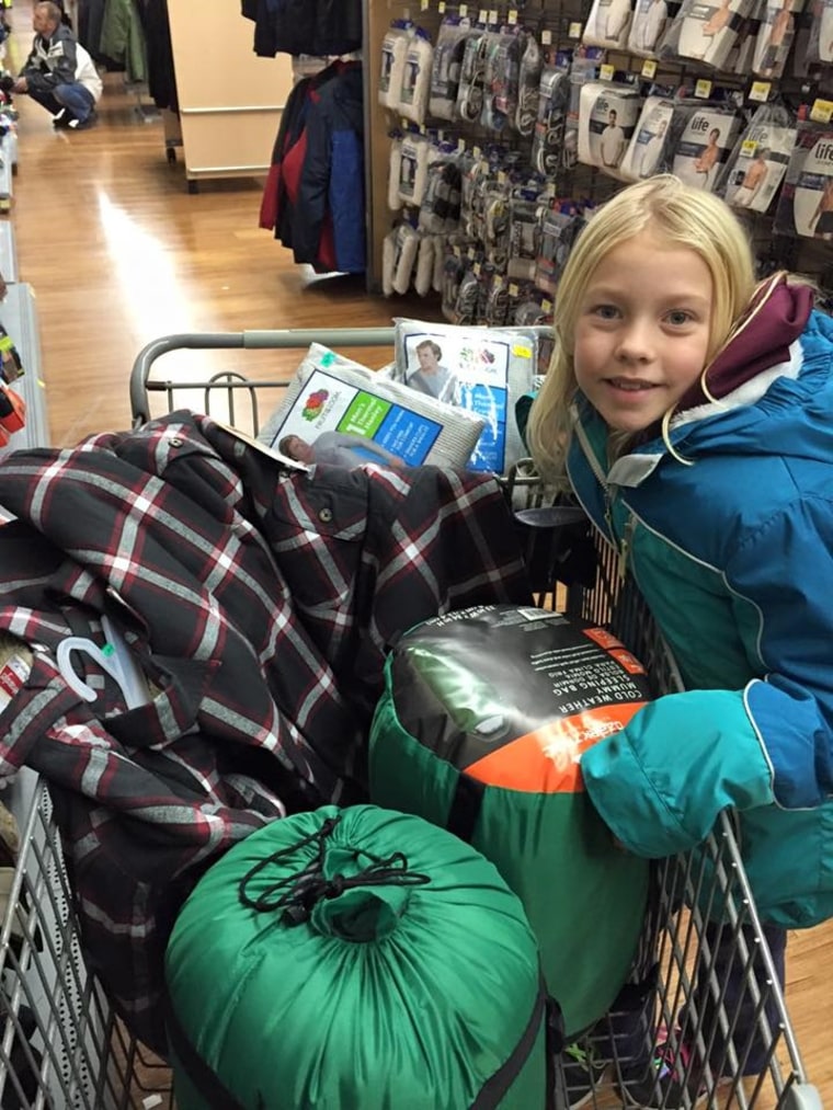 Willow Phelps with supplies she bought for homeless people in her area
