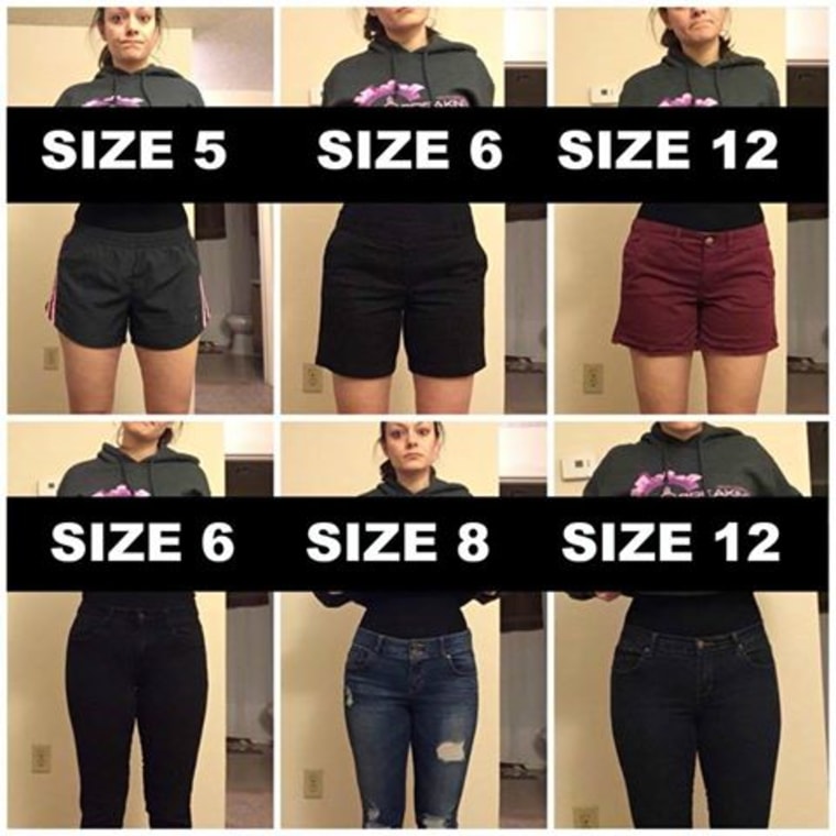 Deena Shoemaker demonstrates how sizes can be deceiving.