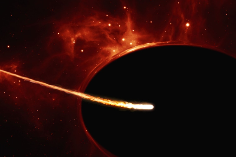 This artist's illustration depicts a sun-like star being "spaghettified" by a supermassive black hole, which has the massive 100 million times that of Earth's sun. A new study found that this death by black hole was the fate of the ultra-bright supernova ASASSN-15lh.