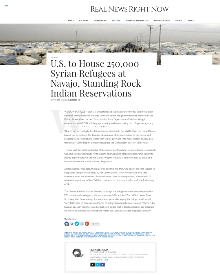 In October 2015, Fox News host Sean Hannity reported on air that 250,000 Syrian refugees were going to be settled in the United States. That same figure was also often quoted in speeches and appearances by then-presidential candidate Donald Trump. But the story was completely made up.