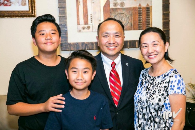 Steve Ly, Mayor-elect of Elk Grove, California, with his family