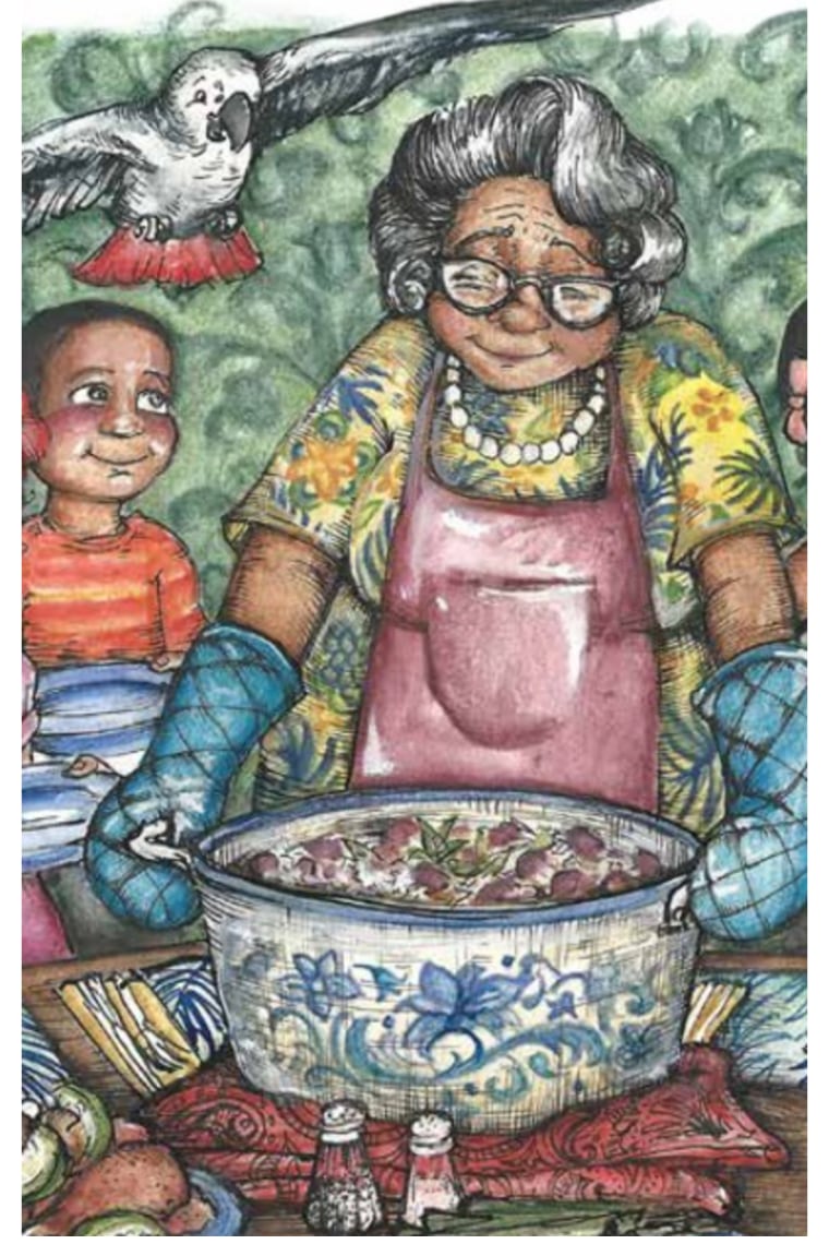 The idea of calling beans "rocks" came from Richard's nephew, Giovanni. "Rice and Rocks" by Sandra L. Richards, illustrated by Megan Kayleigh Sullivan.