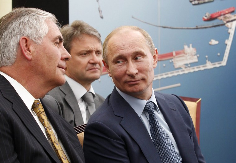Image: Rex Tillerson, Alexander Tkachev, Vladimir Putin in 2012