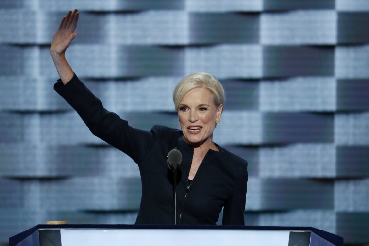 President of Planned Parenthood Action Fund Cecile Richards waves after speaking during the second day of the Democratic National Convention in Philadelphia on July 26.