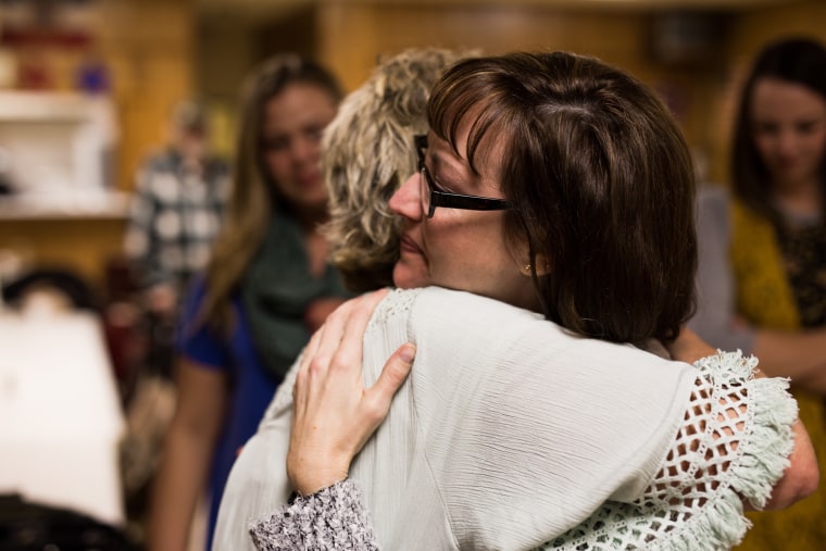 Image: Mandy Martinson at a surprise welcome party in Mason City, Iowa on the day she was released from a halfway house.