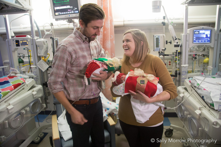 NICU babies dressed as gifts spread cheer this holiday season.