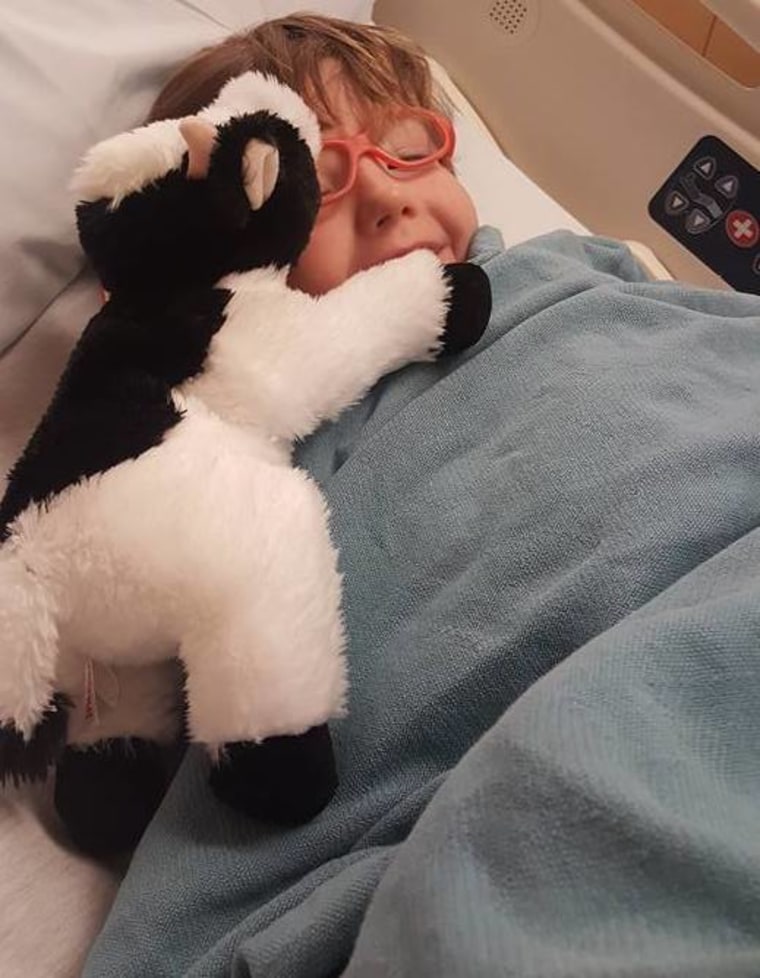 Ryan with one of his precious stuffed cows, during a hospital stay.