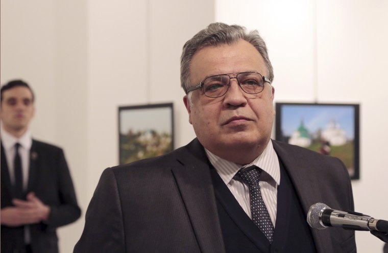 Image: Andrei Karlov moments before being shot