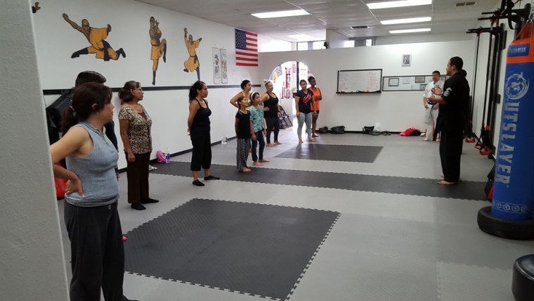 LAPD officer Maurice Gomez teaches a women's self-defense class.