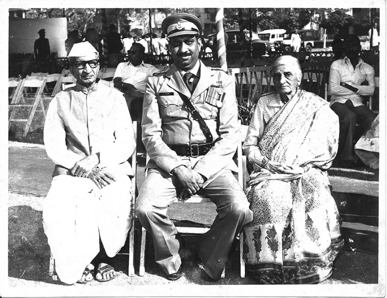 Nandita Godbole's father with his parents in 1982.