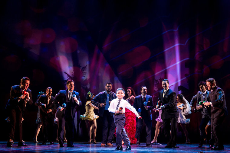 Eduardo Hernandez dancing in "ON YOUR FEET" on Broadway.