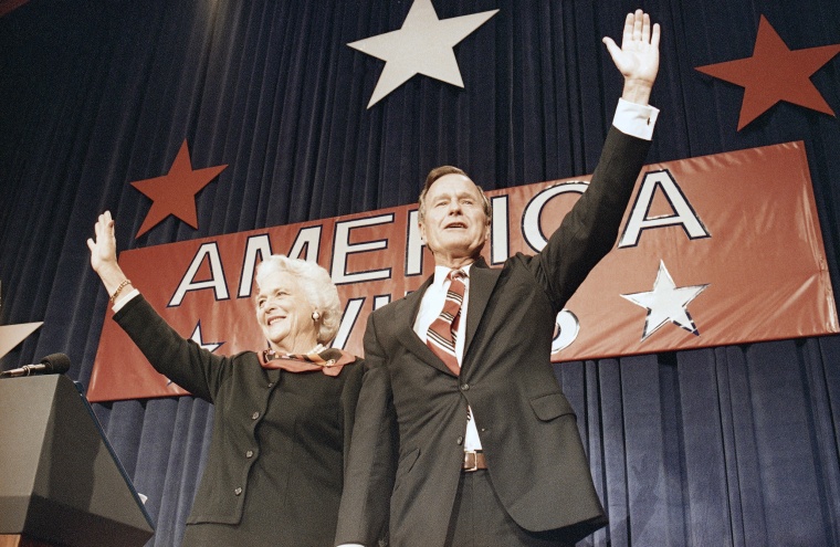 Image: President-elect George H.W. Bush, right, and his wife Barbara Bush, in 1988