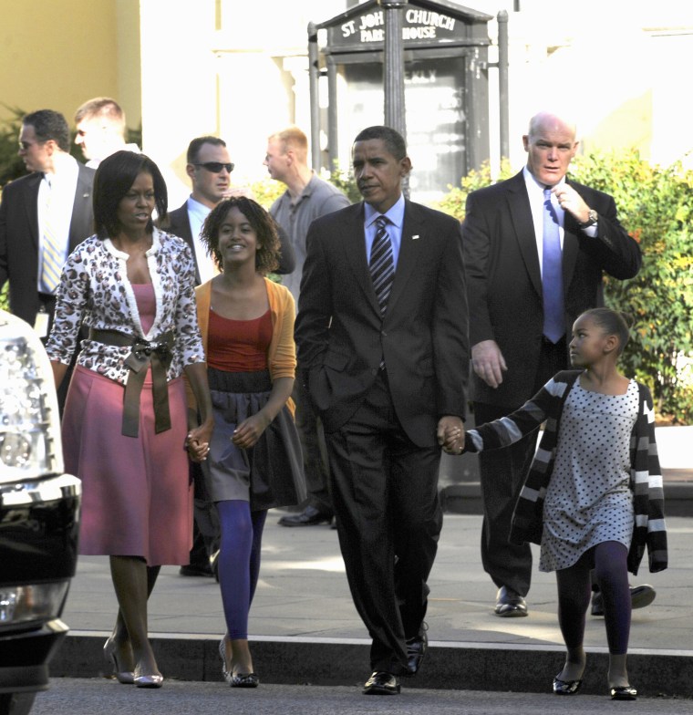 IMAGES: The Obamas outside church