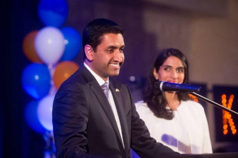 Rep.-elect Ro Khanna addresses a victory party on Election Night. Khanna will represent California's 17th Congressional District, replacing fellow Democrat Rep. Mike Honda.