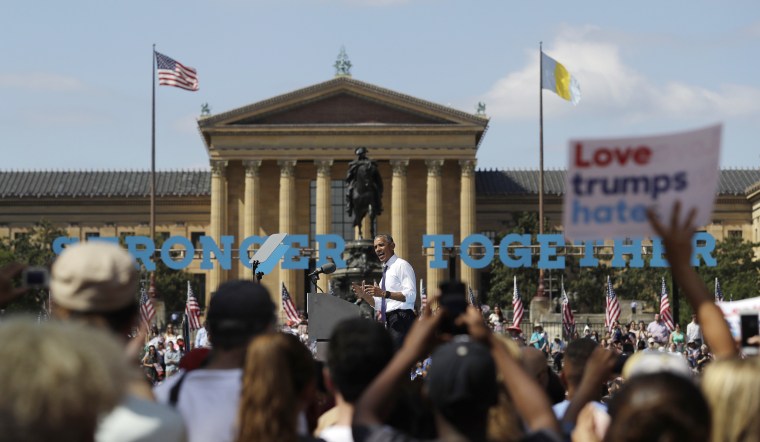 Image: President Barack Obama campaign for Democratic presidential candidate Hillary Clinton