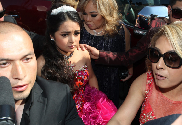 Image: Mexican teenager Rubi arrives to her 15th birthday party in La Joya, Mexico