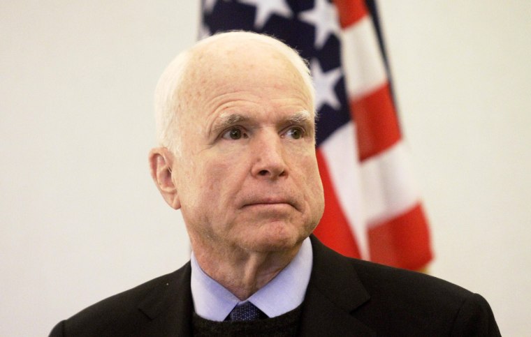 Image: Estonian President Juri Ratas and US Senator John McCain hold a joint press conference