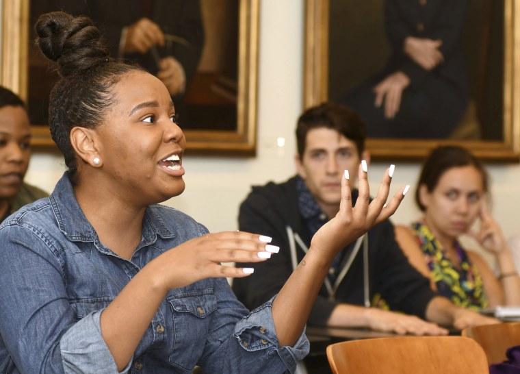 Image: Sarita Smith speaks during the "Faith and Politics" class at Emory University