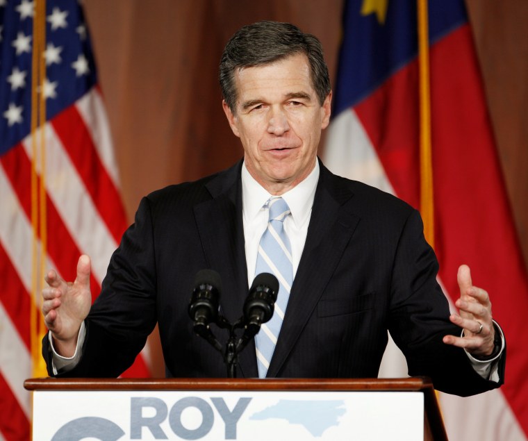 Image: North Carolina Governor-elect Roy Cooper speaks to supporters at a victory rally in Raleigh