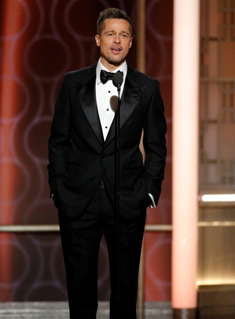 Brad Pitt presents during the 74th Annual Golden Globe Awards show in Beverly Hills