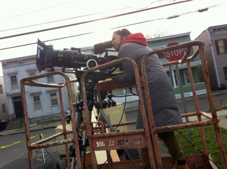Jess dela Merced working during a film shoot. The Filipino-American filmmaker is driven by the lack of diversity in Hollywood.