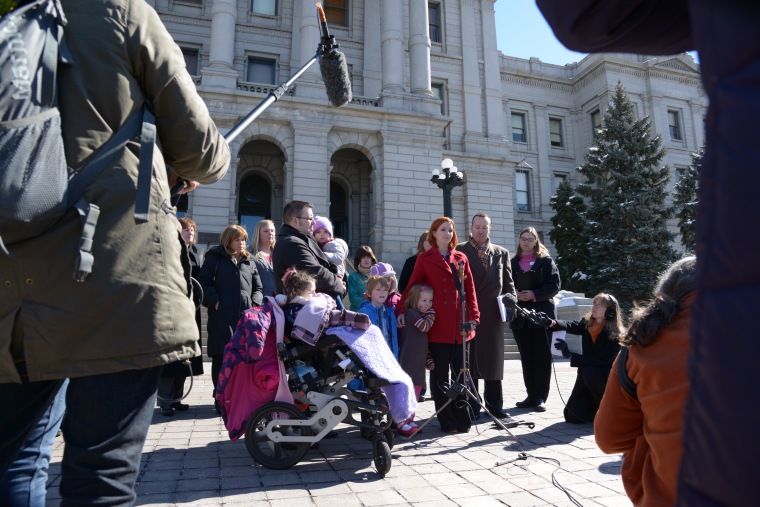 Mathis family at the Colorado capitol in Denver in 2013