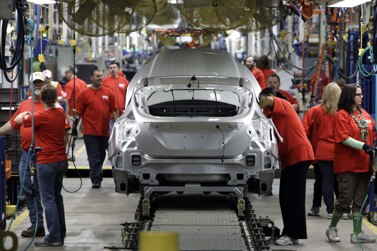 Image: Ford Focus vehicles are assembled at the Michigan Assembly Plant in Wayne, Michigan on March 17, 2011.