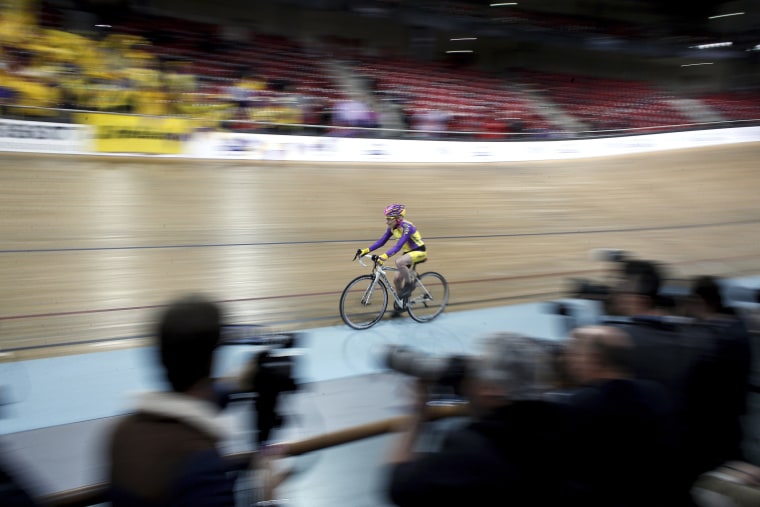 105 year old Cyclist Robert Marchand During His Attempt To 54 OFF