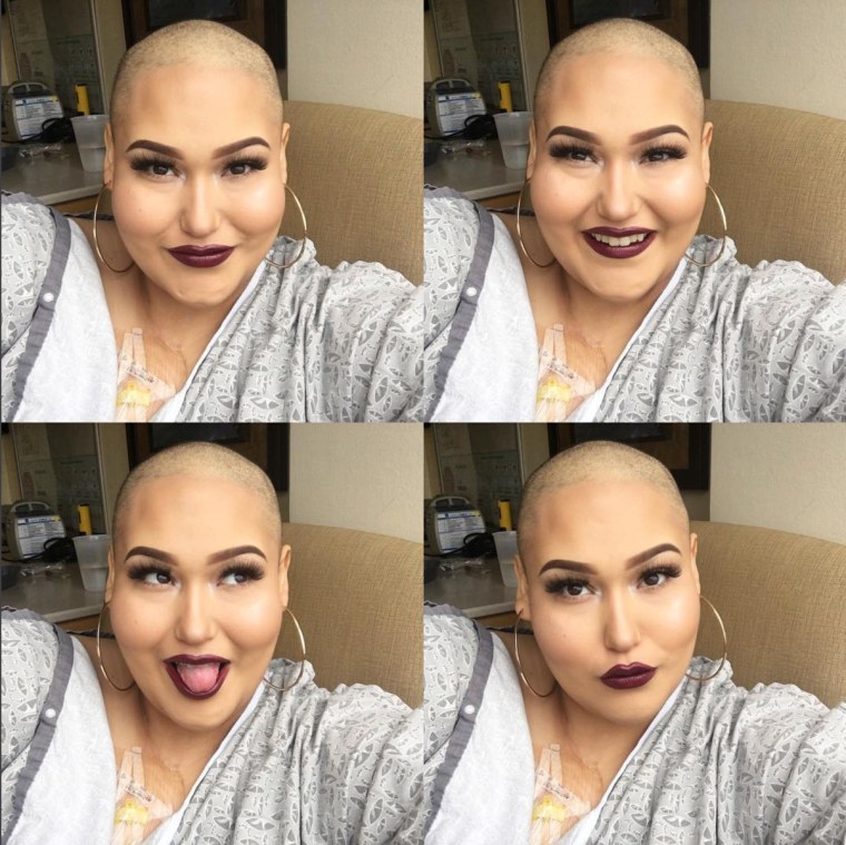 Amanda Ramirez always applies makeup before every chemotherapy treatment at the Long Beach Memorial Medical Center.