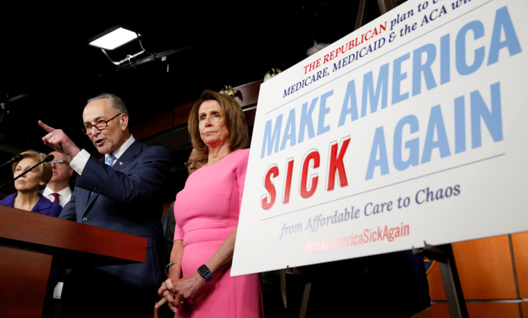 Image: Senate Democratic Leader Chuck Schumer and House Democratic Leader Nancy Pelosi speak following a meeting with U.S.President Barack Obama on congressional Republicans' effort to repeal the Affordable Care Act on Capitol Hill in Washington.