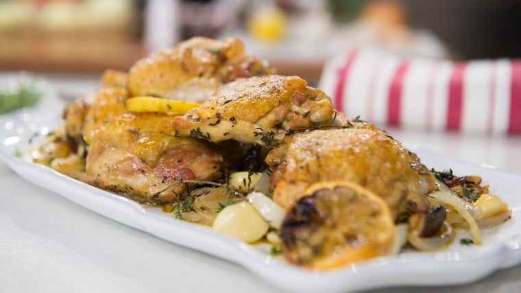 Nancy Silverton's Oven-roasted chicken and balsamic-glazed mushrooms