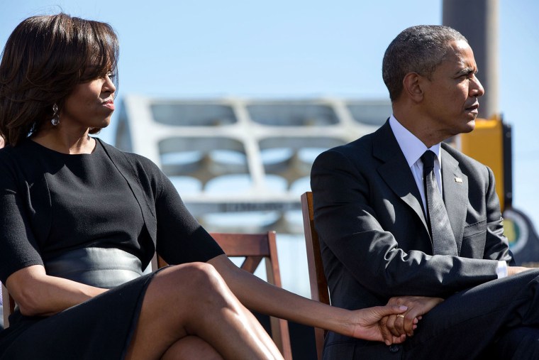 The Obamas attend the 50th anniversary of the civil rights march in Selma, Alabama.