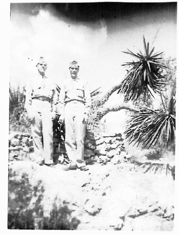 Hubert Edward Spires, left, is seen in this handout photo taken when he was in the Air Force. Spires, 91, was discharged due to his sexual orientation in 1948 and has filed a lawsuit seeking to change his status so he can have a military burial.
