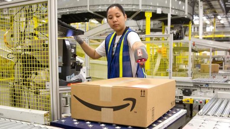 A worker at an Amazon shipping center in Schertz, Texas. Robert Daemmrich Photography | Corbis | Getty Images