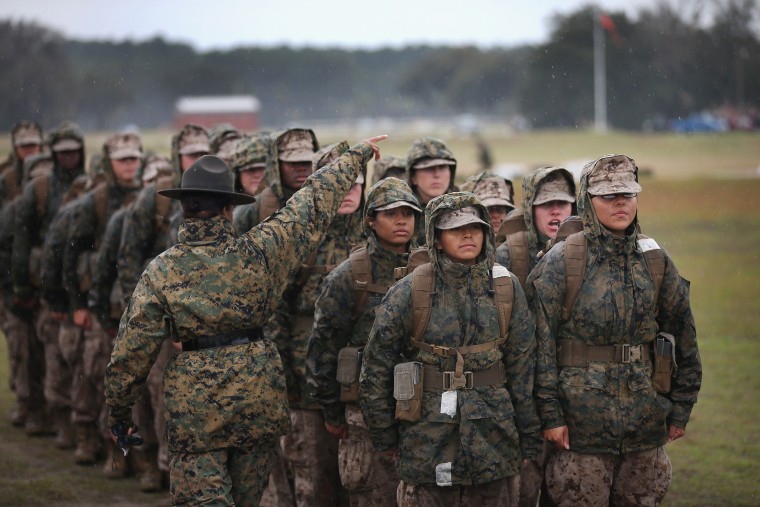Image: Marine recruits prepare to fire on the rifle range during boot camp on Feb. 25 at Camp LeJeune.