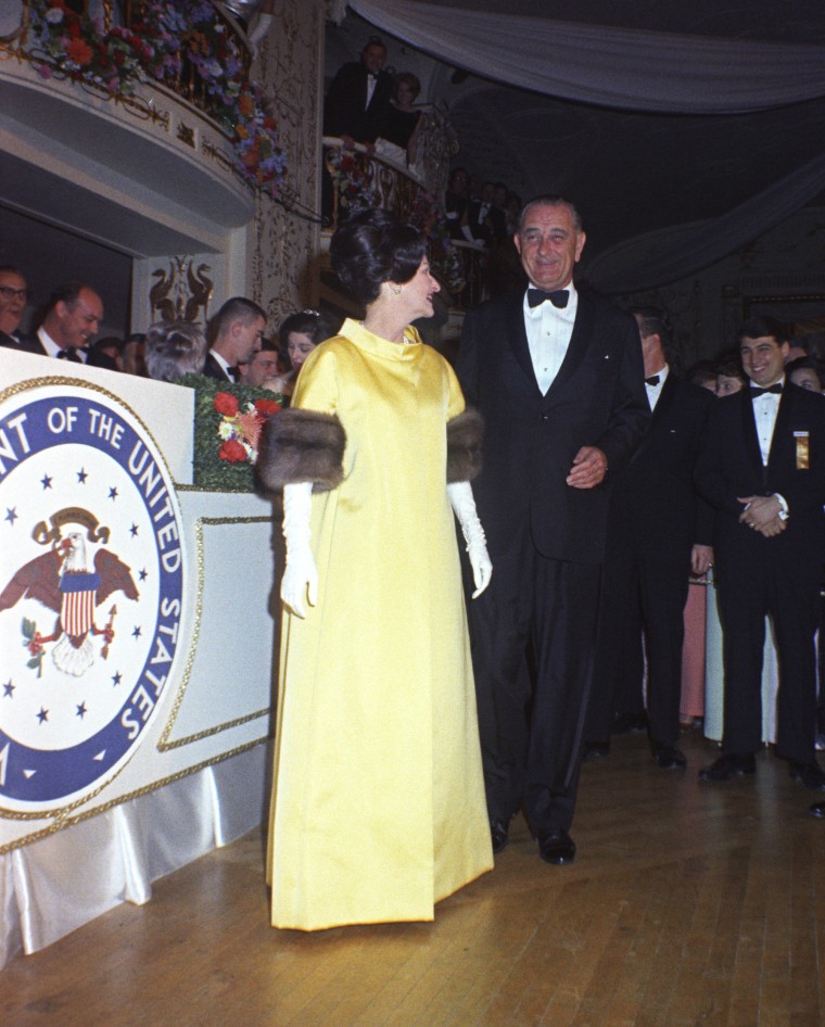 Lady Bird Johnson and President Lyndon B. Johnson at the Presidential Inaugural Ball.