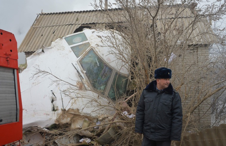 Image: A Turkish cargo plane crashed into a village near Kyrgyzstan's main airport
