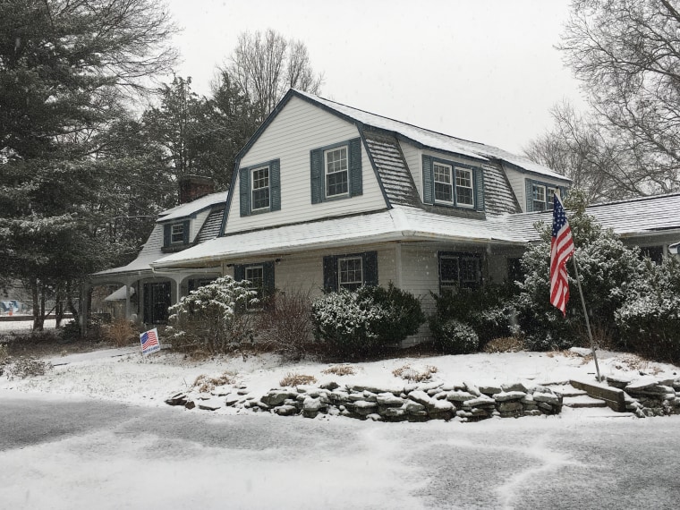The snow-covered 1950s colonial house the Islamic Society of Basking Ridge wants to turn into mosque. The project has been the subject of dozens of public meetings and multiple lawsuits.