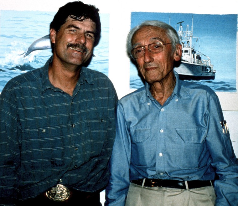 Stephen Arrington and Jacques Cousteau is seen in this undated photo provided by Arrington.