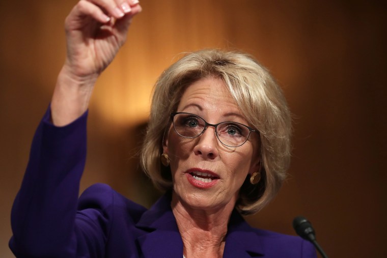 Image: Betsy DeVos testifies during her confirmation hearing Tuesday.
