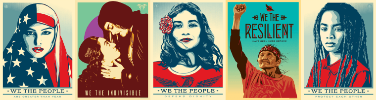 A series of posters titled "We the People" commissioned by The Amplifier Foundation. The foundation plans to spread the images throughout Washington D.C. during Inauguration Day.