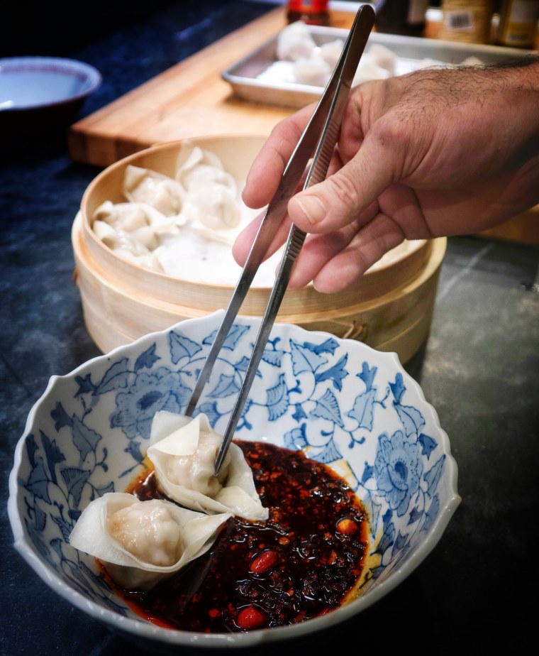 Chef Mark Fuller of New Luck Toy Making Pork and Shrimp Dumpling