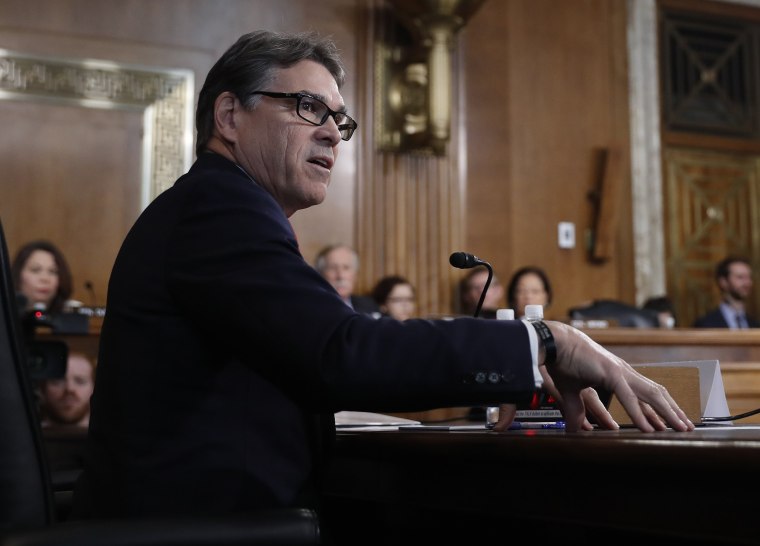 Image: Energy Secretary-designate, former Texas Gov. Rick Perry, testifies on Capitol Hill in Washington, D.C., Jan. 19, 2017.