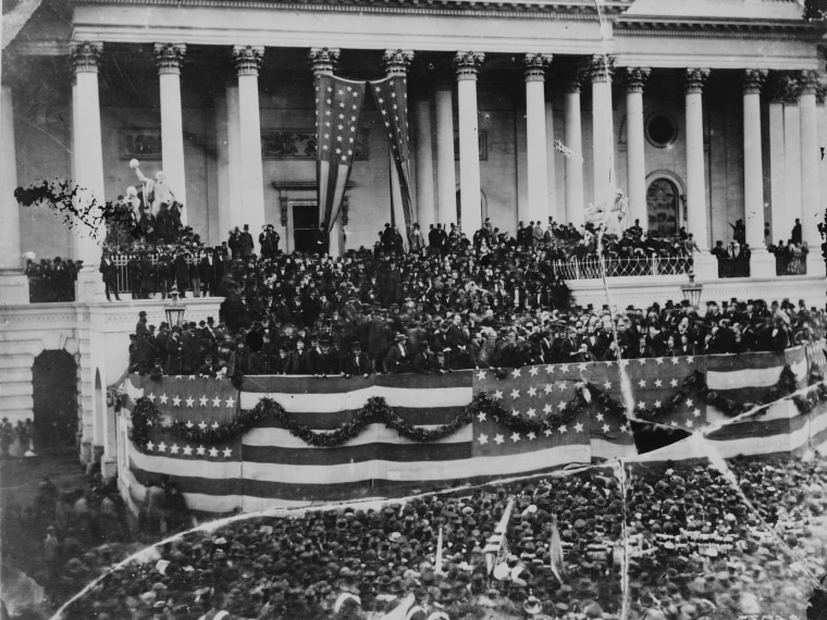 Image: President Ulysses S. Grant delivers his inaugural address on the east portico of the U.S. Capitol on March 4, 1873.