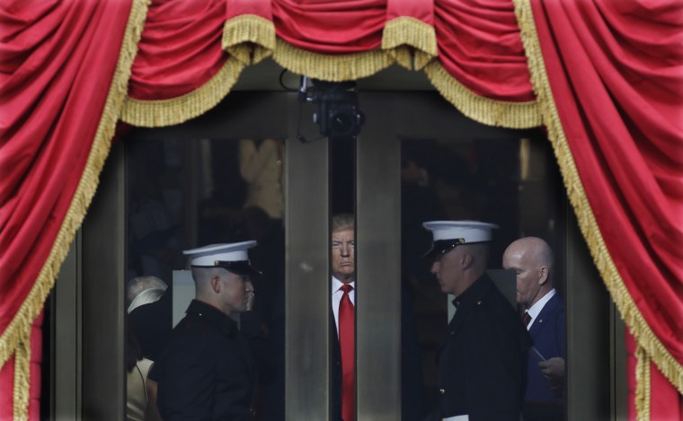 Image: President-elect Donald Trump waits to stop out onto the portico for his Presidential Inauguration