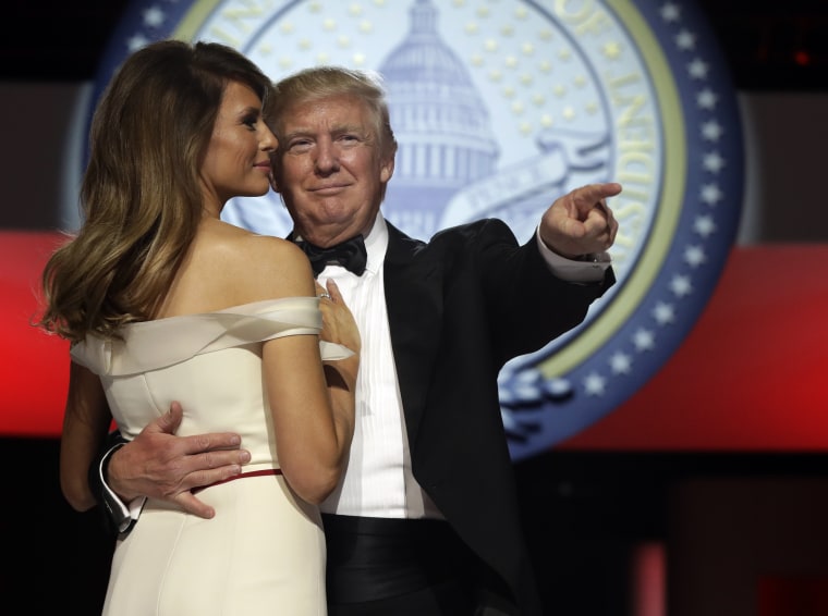 President Donald Trump dances with first lady Melania Trump at the Liberty Ball, Friday, Jan. 20, 2017, in Washington.