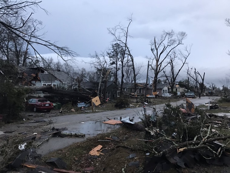 Image: Damage caused by tornadoes in Hattiesburg, Mississippi, Jan. 21, 2017.