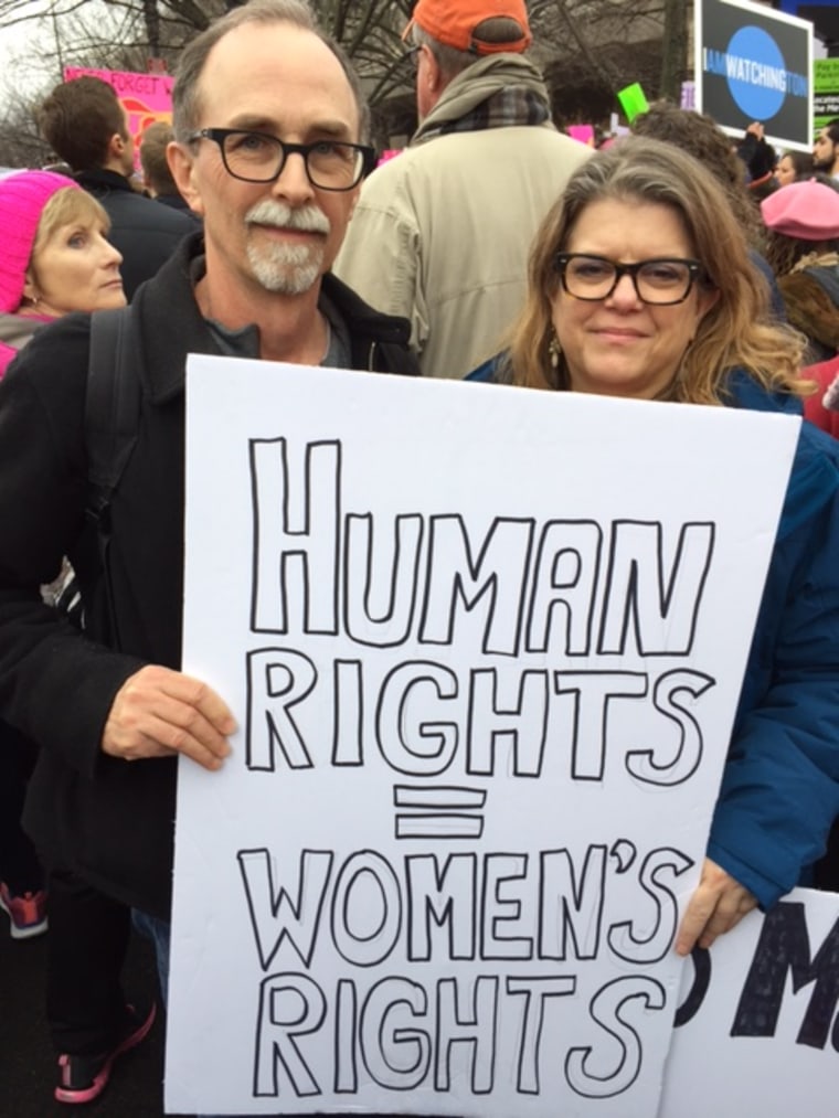 Mark Dunham, 60, and wife Kary, 50, of Beacon, New York, at the Women's March on Washington on Jan. 21, 2017.