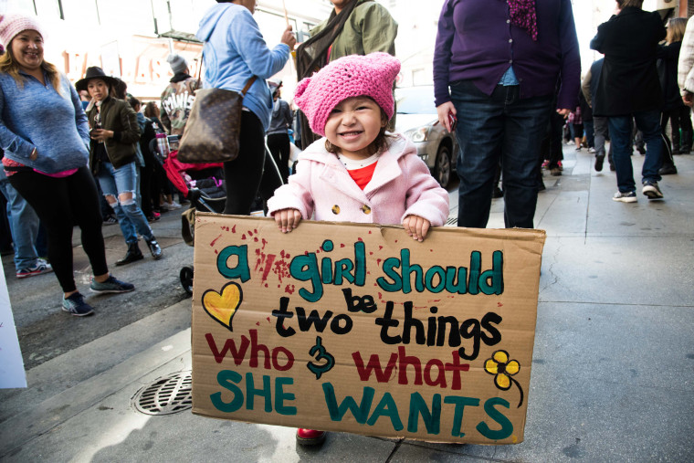 Image: Demonstrators gather in Los Angeles for a sister-march to the Women's March in Washington, DC, Jan. 21, 2017.